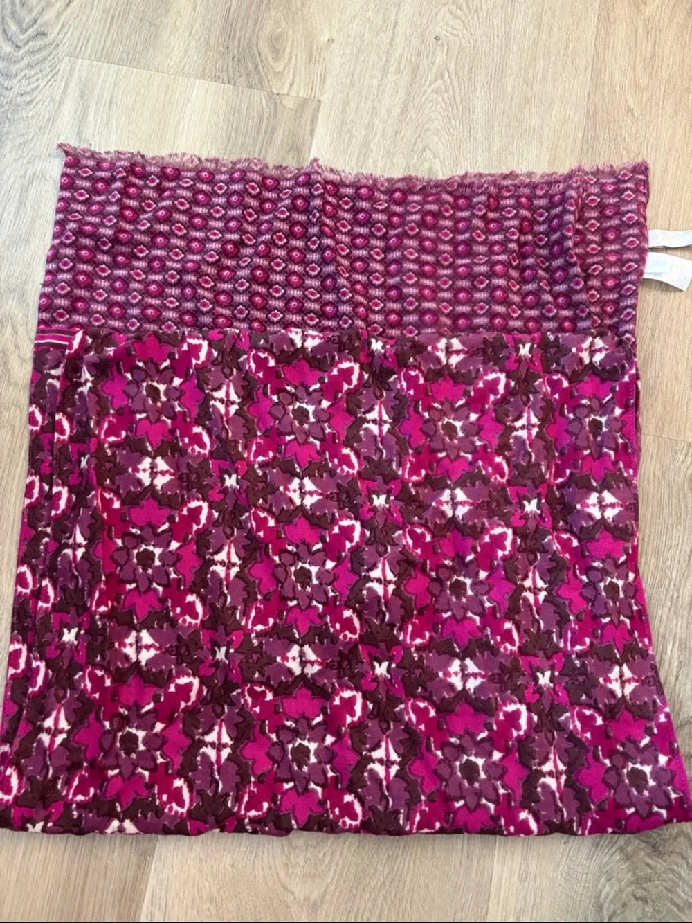 NWT LOFT outlet purple pink rayon lightweight scarf soft boho fringe floral
